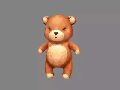 cartoon light brown toy bear Low-poly 3D model