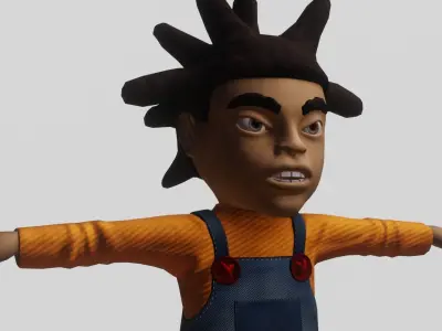 Toony Black Man Rapper Character - Rigged Low-poly 3D model