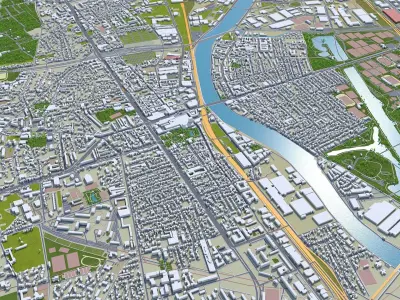 Val De Marne Greater Paris Low-poly 3D model
