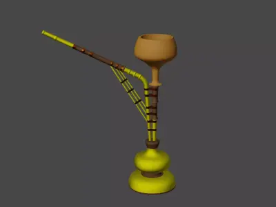Hookah pipe with wooden handle Low-poly 3D model