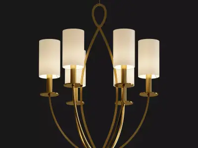 Castana Collection 6 Light Gold Chandelier with Fabric Shade 3D model purchase