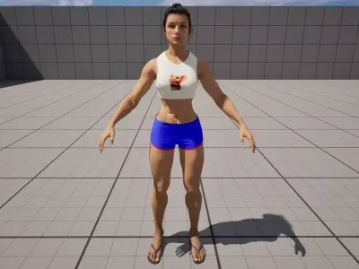 A muscular female Low-poly 3D model