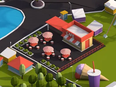 Cartoon Low Poly Park Illustration Low-poly 3D model