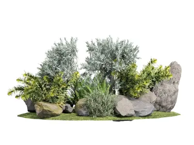 Stone and Bush Pack 25 3D model