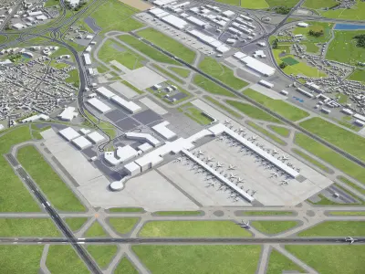 Brussels - Airport - BRU Low-poly 3D model
