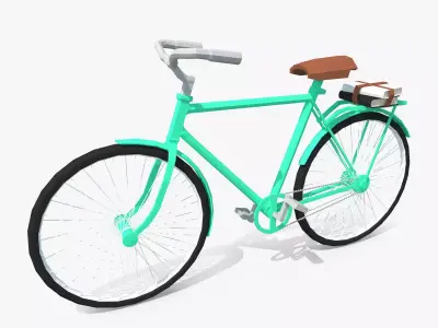 Vintage Bicycle isometric style Low-poly 3D model