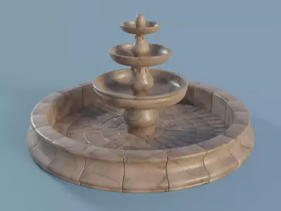 Marble Fountain Low-poly 3D model