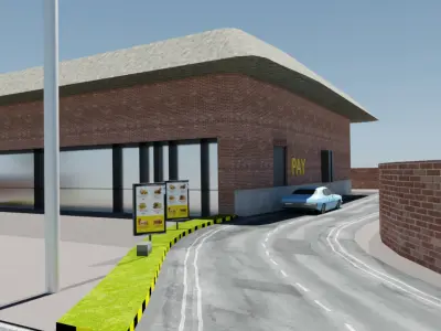 Drive Thru Fast Food Restaurant Free low-poly 3D model
