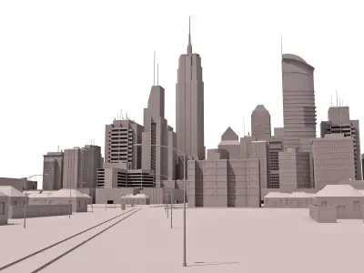 City Model with tall buildings 3D model