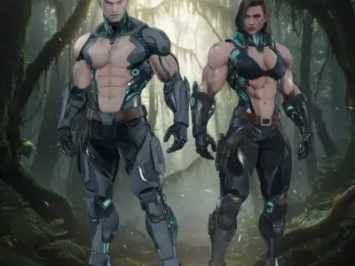 Cyber Vanguard Operatives  Male Female Sci Fi Character Pack Low-poly 3D model