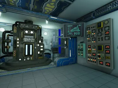 SciFi Control Room 2 Low-poly 3D model