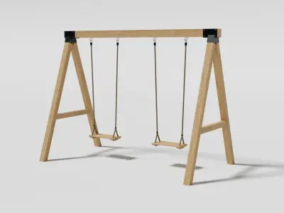 Playground Wooden Swing Low-poly 3D model