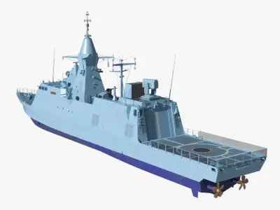 Combat Ship Class Corvette Navy Rigged for Cinema 4D 3D model