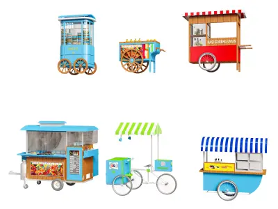 Food Cart Low-poly 3D model