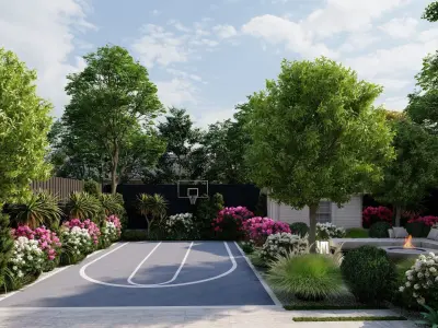 3D Exterior Scene 3D model design garden and landscape 3D model 3D model purchase