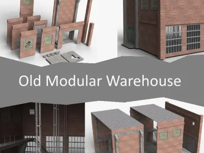 Old Modular Warehouse Low-poly 3D model