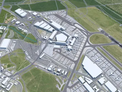 Cologne Bonn Airport 12km Low-poly 3D model