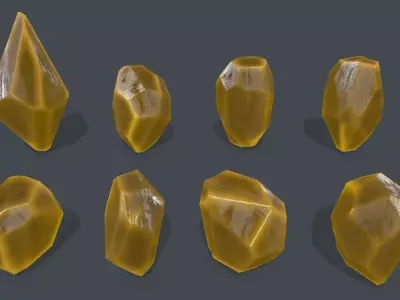 crystal set Low-poly 3D model