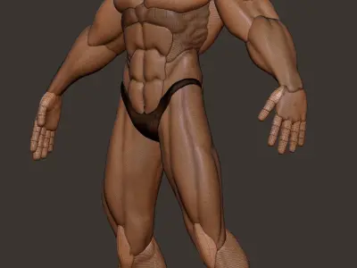 Stylized muscular man Low-poly 3D model