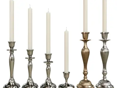 Candlesticks set candle holders - 3D model