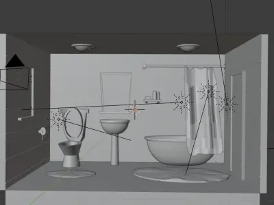 Bathroom with toilet and sink 3D model shop
