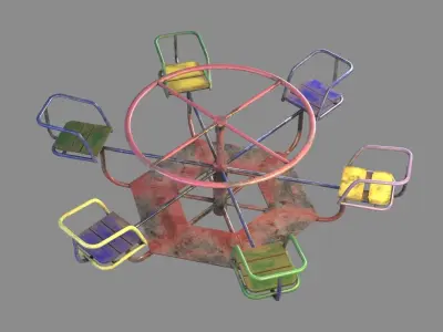 retro vintage Soviet old carousel Low-poly 3D model