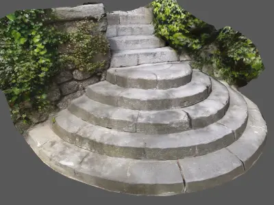 Stone Stairs LOW POLY 920 quards Low-poly 3D model