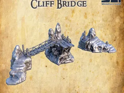 Wooden Cliff Bridge Tabletop Terrain 28 MM 3D print model