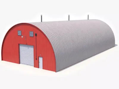 Red Farm Hangar 20 PBR Low-poly 3D model