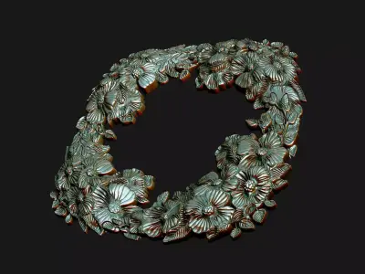 Floral Renaissance Bas-relief Ornate flower art cnc aspire round 3D print model