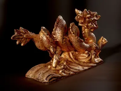 Statue dragon Low-poly 3D model