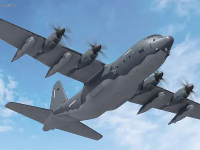  Heavy Transport Plane with Landing Gear Dark Rigged 