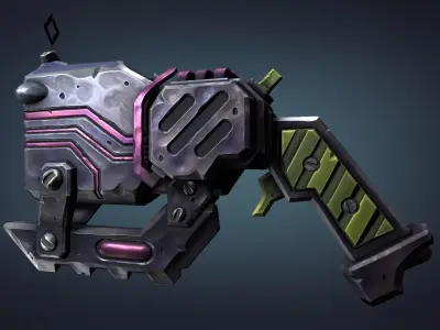 Cyber pistol Low-poly 3D model