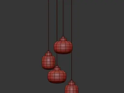 Legier pendant light with four glass globes hanging from ceiling 3D model