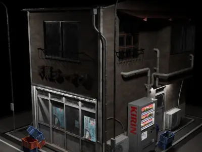 Old Japanese Ramen Shop 3D model