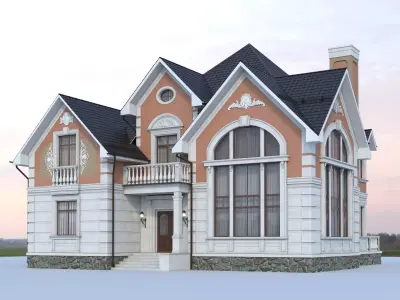 Mansion victorian house at dusk 3D model