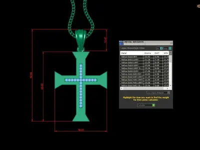 High Cross Pendant Light Gold 18K 4CP015 3D print model