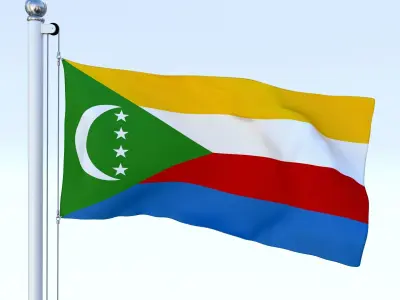 Animated Comoros Flag Low-poly 3D model