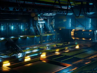 Sci-Fi Hangar Low-poly 3D model