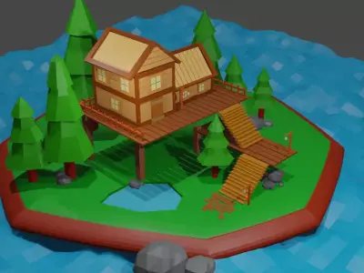 Low poly house Free 3D model purchase