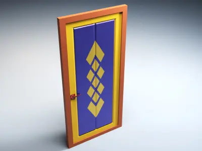 Low Poly Simple Door Set Low-poly 3D model