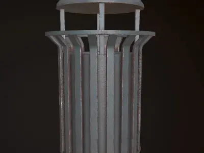 City Trash Can - PBR Game Ready Low-poly 3D model