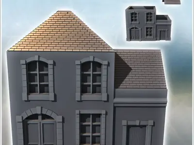 Modern slate-roofed building with annex and upper floor 20 - Mod 3D print model