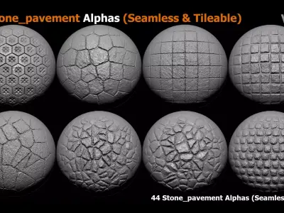 44 Stone pavement Alphas Seamless  Tileable 3D model