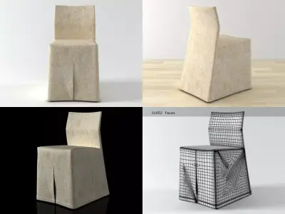 Mannequin four different chairs with cover 3D model