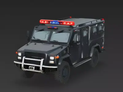 SWAT Tactical Armored Truck 3D Model Low-poly 3D model