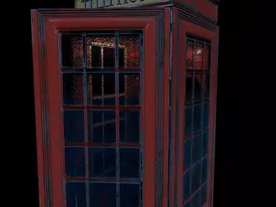 Old British Telephone Booth  PBR Game Ready Low-poly 3D model