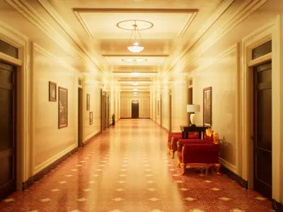 Hotel Corridor 3d Scene Low-poly 3D model