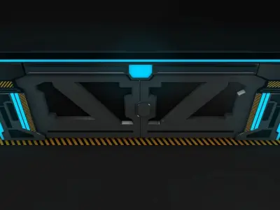 Sci Fi Door Low-poly 3D model 2