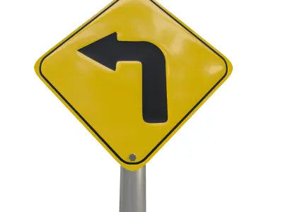 Sharp Turn Traffic Sign 3D model